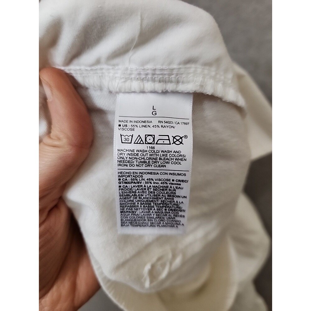 Old Navy Linen Blend Wide Leg Pants Womens L White Pull On Beach Vacation NEW - Picture 11 of 12